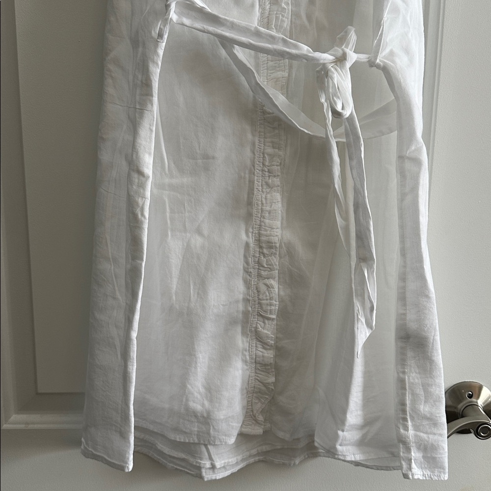 Elan White Ruffled Tie-Front Blouse - Picture 3 of 4
